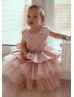Blush Lace Tulle Peplum Flower Girl Dress